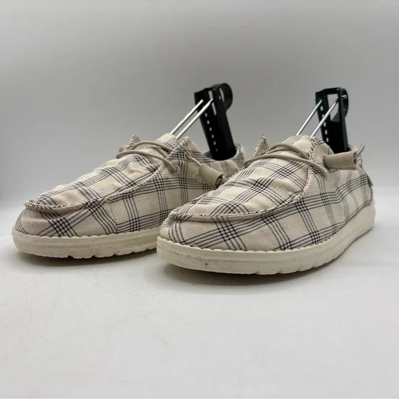 Hey Dude Wendy Plaid Beige Women’s Size 7 121410558 Casual Comfort Slip On Shoes - Picture 11 of 16